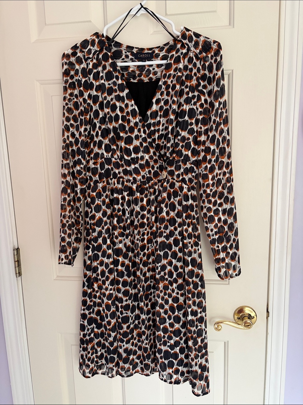 Black and Brown Leopard-Print Long Sleeve Dress